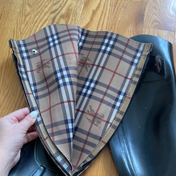 BURBERRY RAIN BOOTS RIDING SHOES BLACK 38 8 - Picture 10 of 13